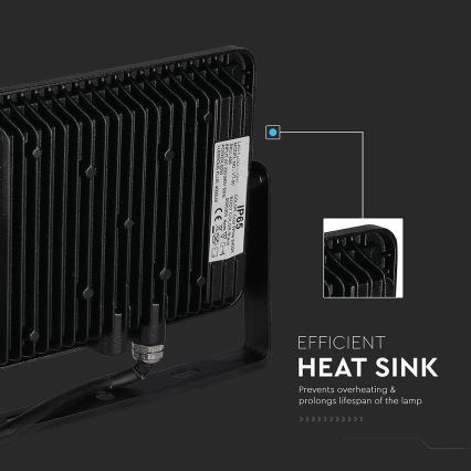 Holofote LED SAMSUNG CHIP LED/50W/230V 6500K IP65 preto