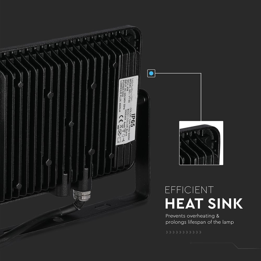 Holofote LED SAMSUNG CHIP LED/50W/230V 6500K IP65 preto