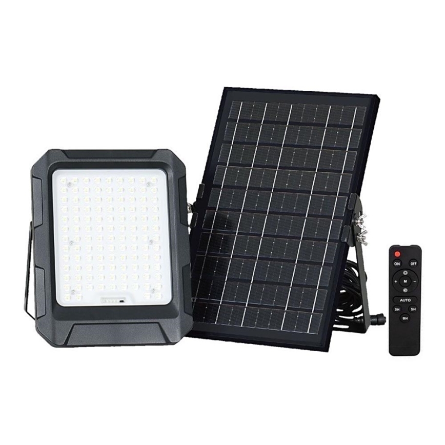 Holofote LED solar LED/10W/3,7V IP65 4000K preto + comando