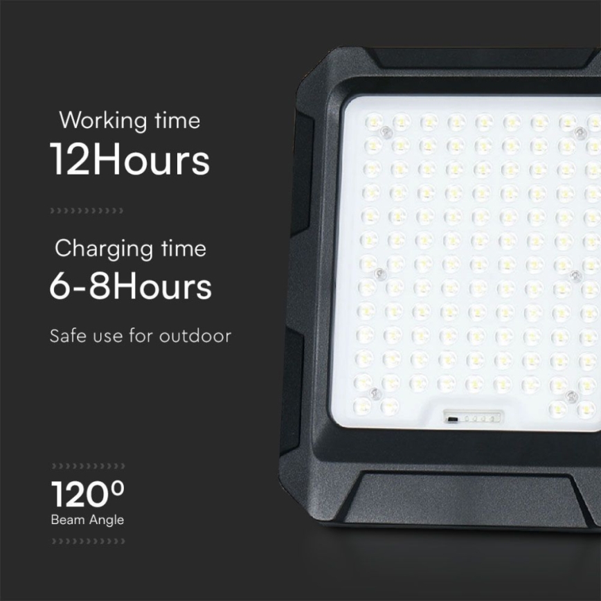 Holofote LED solar LED/15W/3,7V IP65 4000K 12000 mAh preto + comando