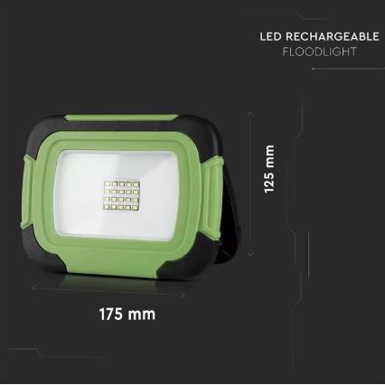 Holofote recarregável LED SAMSUNG CHIP + função SOS LED/20W/3,7V/USB IP44 4000K verde