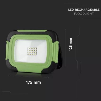 Holofote recarregável LED SAMSUNG CHIP LED/10W/3,7V IP44 4000K verde