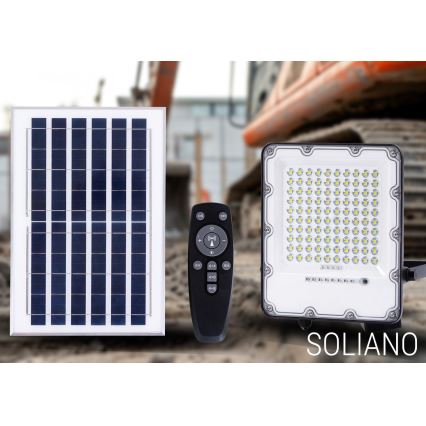 Holofote solar LED com regulação para exterior LED/100W/3,2V 4500K IP65 preto + comando
