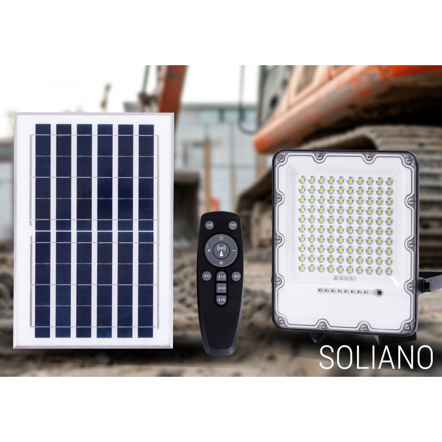 Holofote solar LED com regulação para exterior LED/50W/3,2V 4500K IP65 preto + comando
