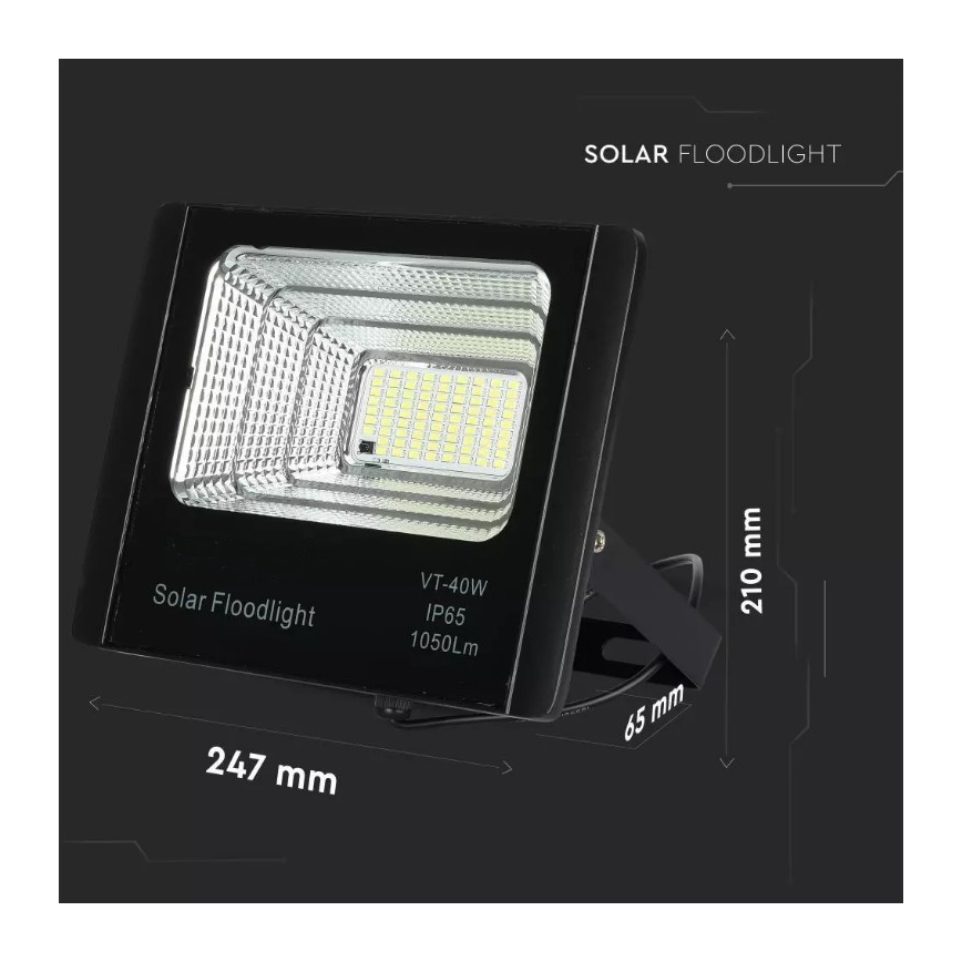 Holofote solar LED com regulação LED/16W/3,2V 4000K IP65 + controlo remoto