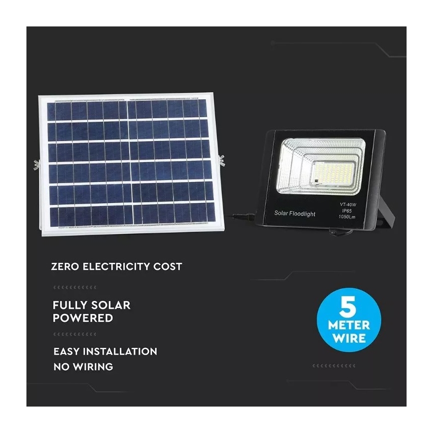 Holofote solar LED com regulação LED/16W/3,2V 4000K IP65 + controlo remoto