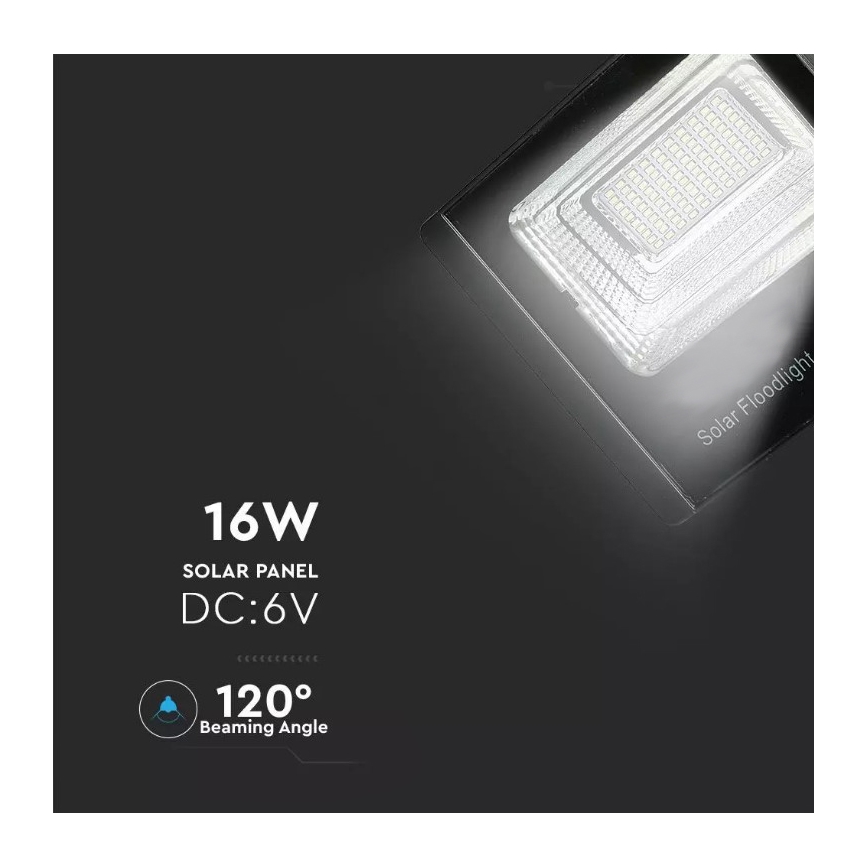 Holofote solar LED com regulação LED/16W/3,2V 4000K IP65 + controlo remoto