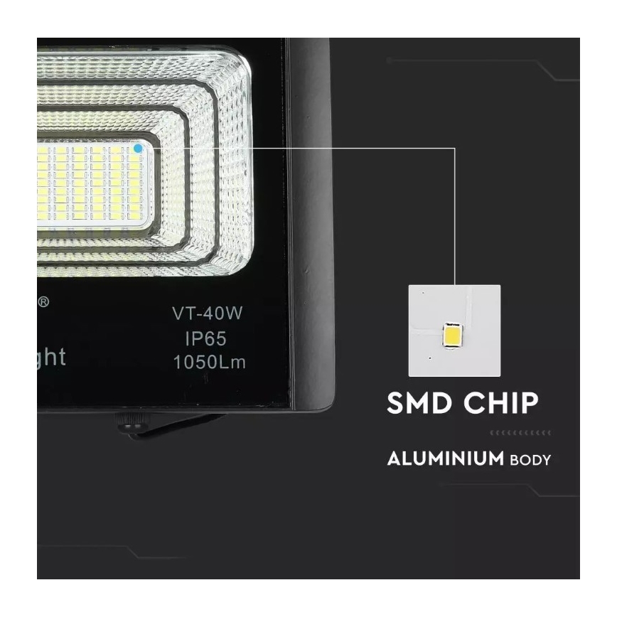 Holofote solar LED com regulação LED/16W/3,2V 4000K IP65 + controlo remoto