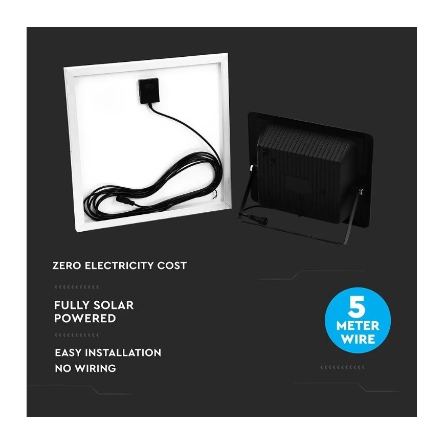 Holofote solar LED com regulação LED/20W/6,4V 4000K IP65 + controlo remoto