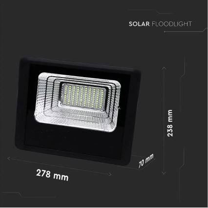 Holofote solar LED com regulação LED/20W/6,4V 4000K IP65 + controlo remoto