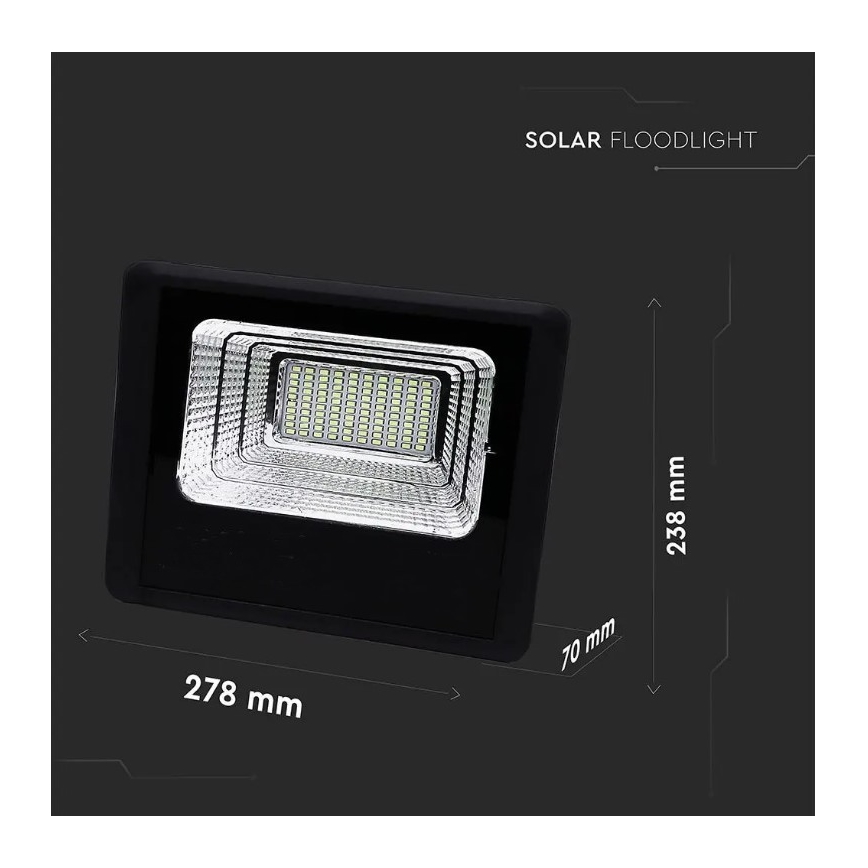 Holofote solar LED com regulação LED/20W/6,4V 4000K IP65 + controlo remoto