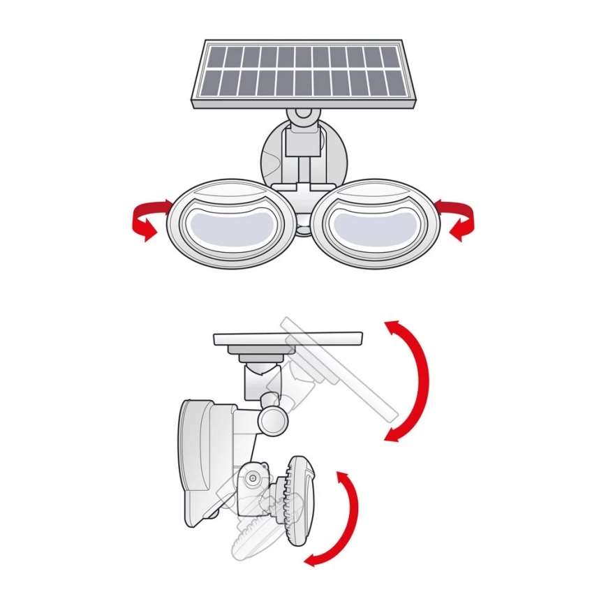 Holofote solar LED com sensor 2xLED/4W/5V IP65