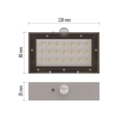 Holofote solar LED com sensor de movimento LED/3,7V 1200mAh 4000K IP65 branco