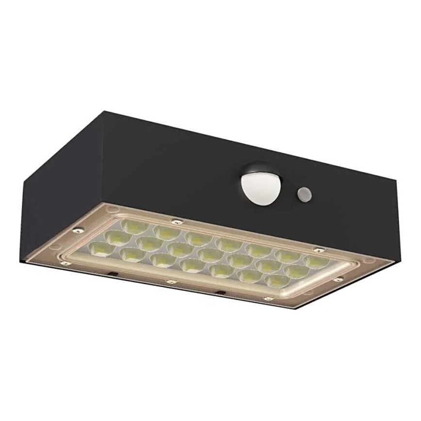 Holofote solar LED com sensor de movimento LED/3,7V 1200mAh 4000K IP65 preto