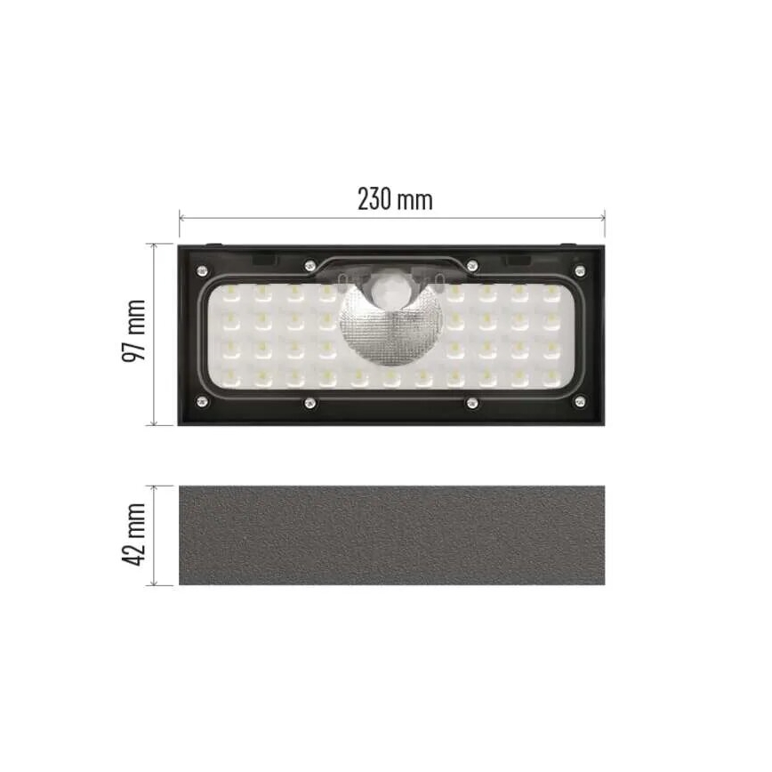 Holofote solar LED com sensor de movimento LED/3,7V 3000mAh 4000K IP65 preto