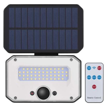Holofote solar LED com sensor de movimento SPILO LED/3,7V 3600mAh 3000K IP54 + comando