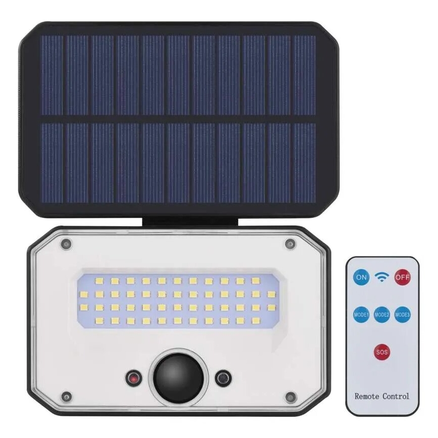 Holofote solar LED com sensor de movimento SPILO LED/3,7V 3600mAh 3000K IP54 + comando