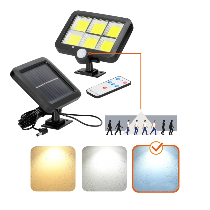 Holofote solar LED com sensor LED/1,5W/3,7V 6000K IP44 1200 mAh