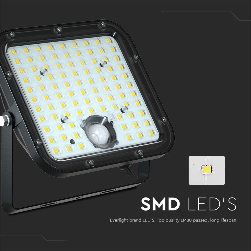 Holofote solar LED com sensor LED/30W/6,4V 6400K + comando