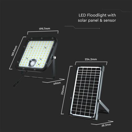 Holofote solar LED com sensor LED/30W/6,4V 6400K + comando