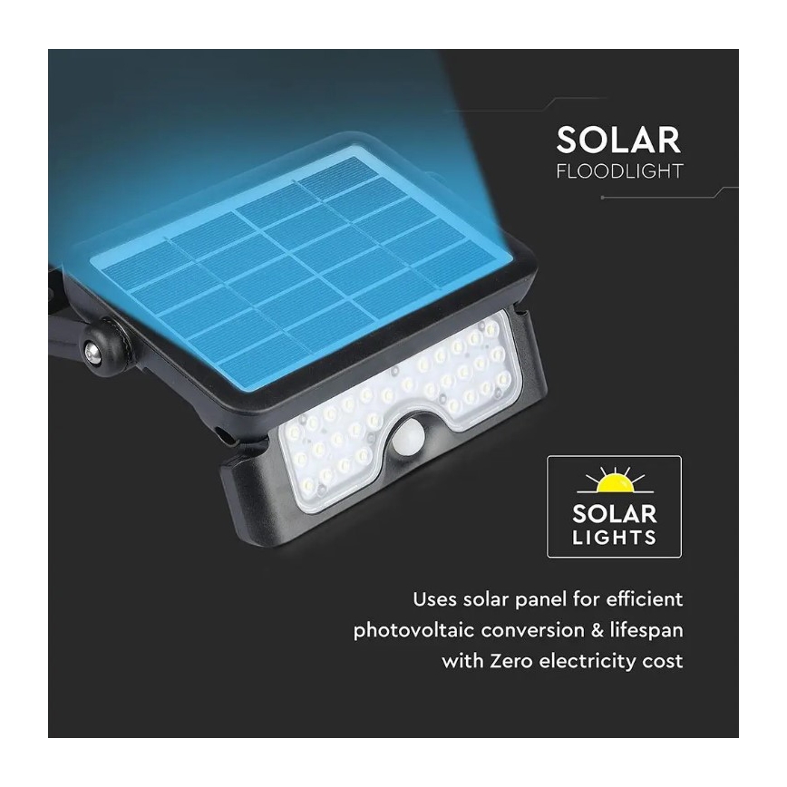 Holofote solar LED com sensor LED/5W/3,7V IP65 4000K