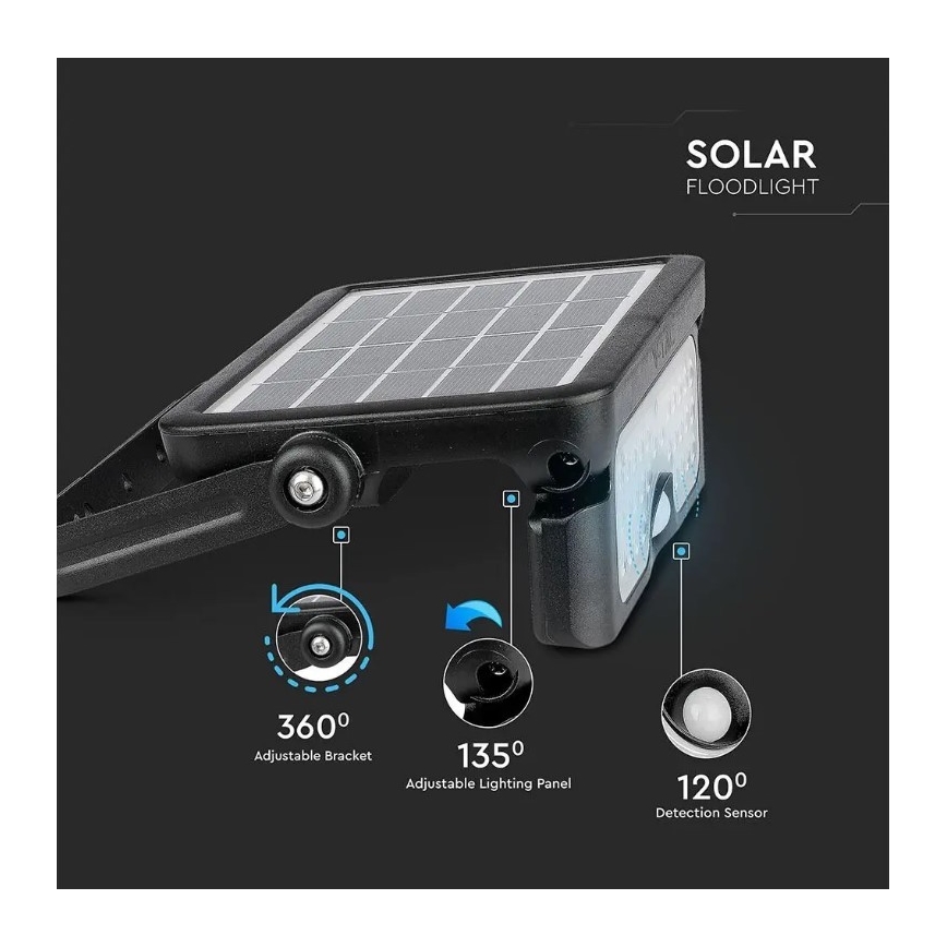 Holofote solar LED com sensor LED/5W/3,7V IP65 4000K