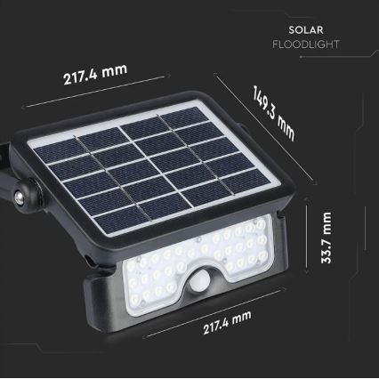 Holofote solar LED com sensor LED/5W/3,7V IP65 4000K