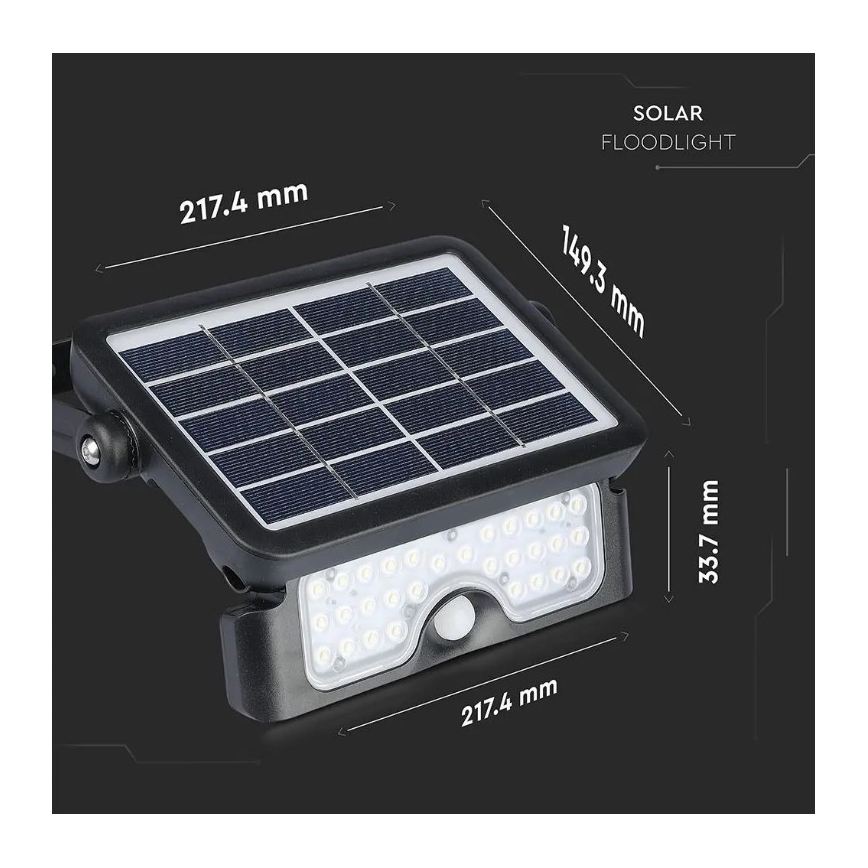 Holofote solar LED com sensor LED/5W/3,7V IP65 4000K