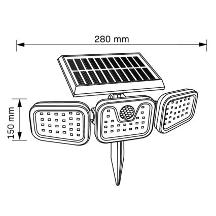 Holofote solar LED com sensor TRIO LED/0,6W/3,7V IP44