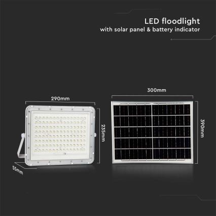 LED Holofote solar exterior LED/20W/3,2V 6400K branco IP65 16000 mAh + comando
