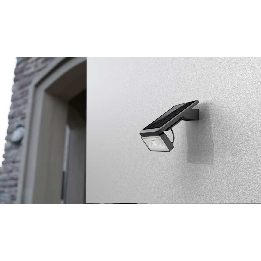 Holofote solar LED para exterior com sensor LED/8W/3,7V IP54 preto
