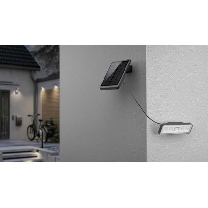 Holofote solar LED para exterior com sensor LED/8W/3,7V IP54 preto