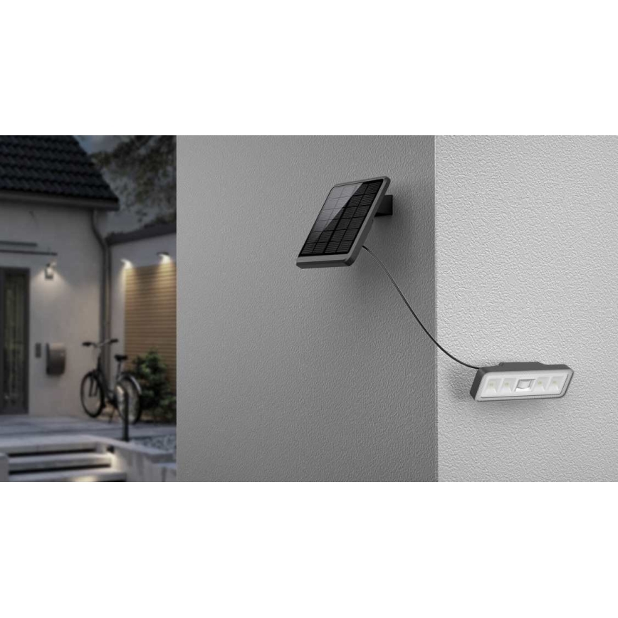 Holofote solar LED para exterior com sensor LED/8W/3,7V IP54 preto