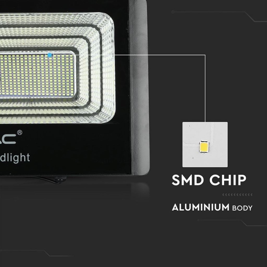 Holofote solar LED para exterior LED/40W/10V IP65 6000K + comando