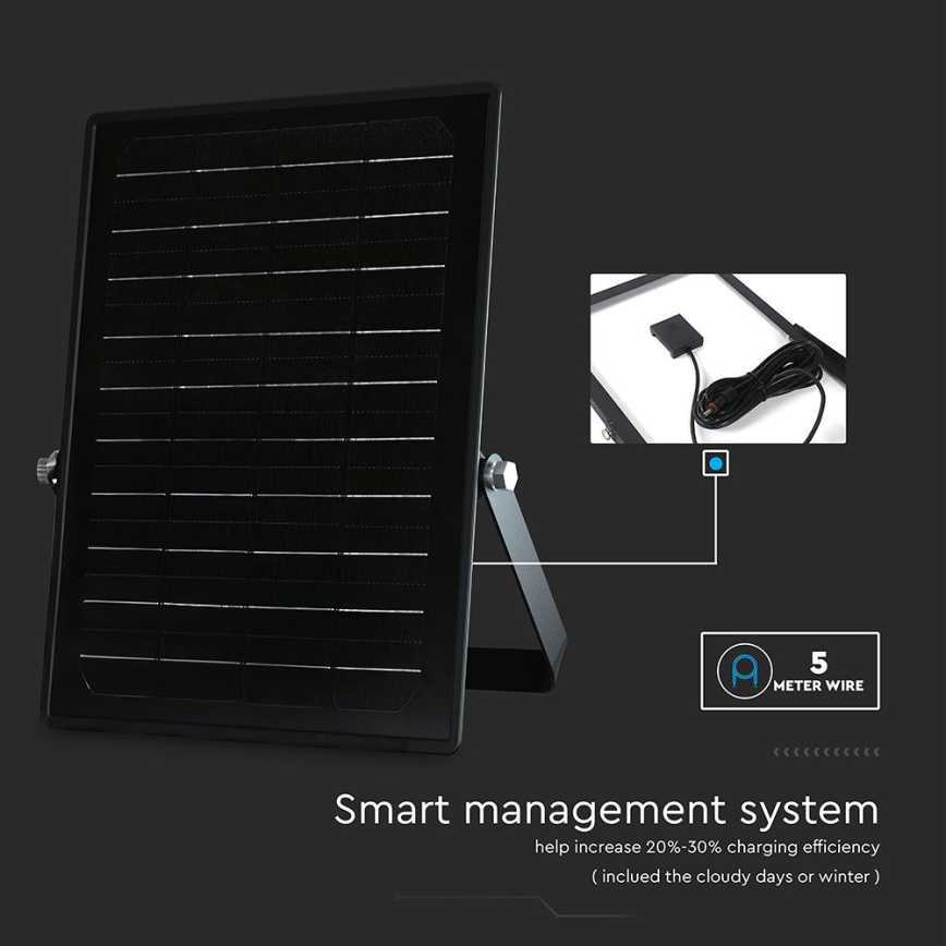 Holofote solar LED regulável com sensor LED/10W/3,7V 4000/6000K IP65 + comando