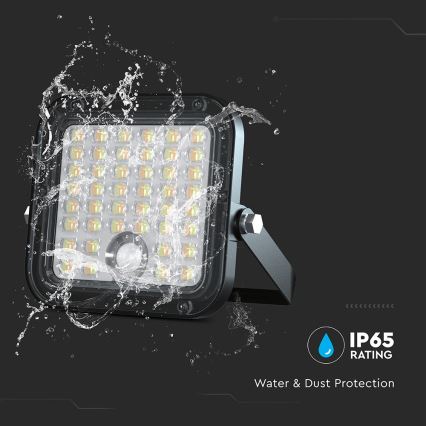 Holofote solar LED regulável com sensor LED/10W/3,7V 4000/6000K IP65 + comando
