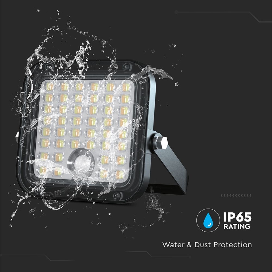 Holofote solar LED regulável com sensor LED/10W/3,7V 4000/6000K IP65 + comando