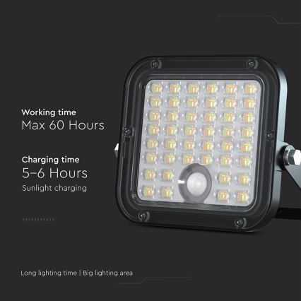 Holofote solar LED regulável com sensor LED/10W/3,7V 4000/6000K IP65 + comando