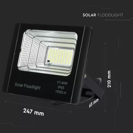 Holofote solar LED regulável LED/16W/3,2V 4000K IP65 10000 mAh + comando