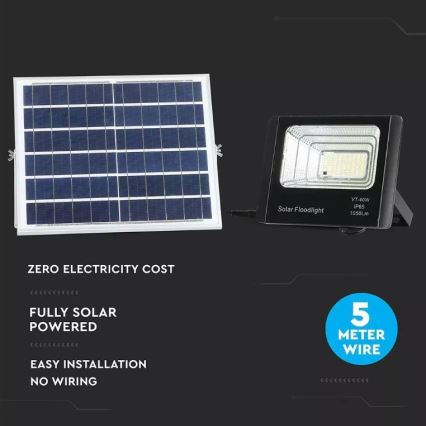 Holofote solar LED regulável LED/16W/3,2V 4000K IP65 10000 mAh + comando