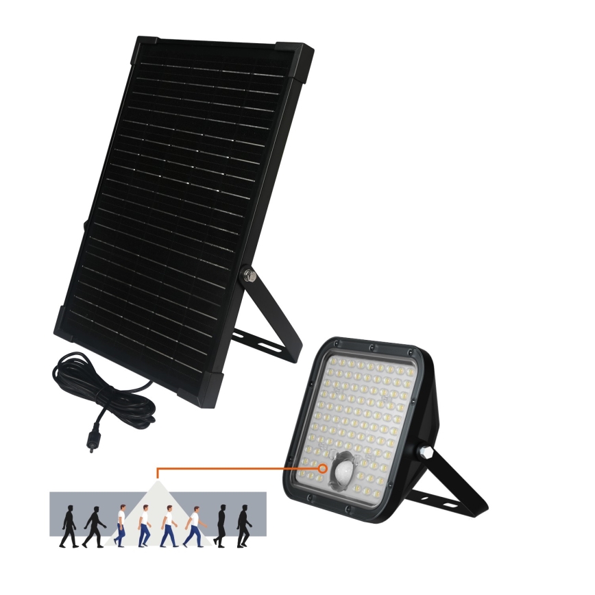 Holofote solar para exterior com sensor LED/30W/6,4V IP65 3000/4000K + comando