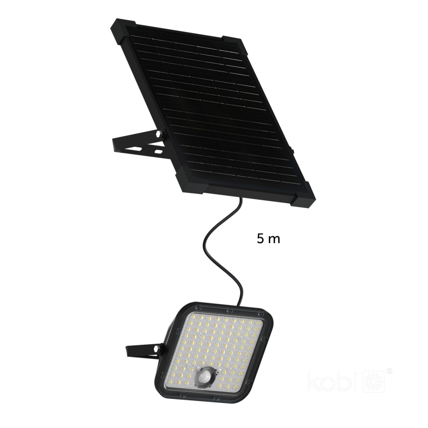 Holofote solar para exterior com sensor LED/30W/6,4V IP65 3000/4000K + comando