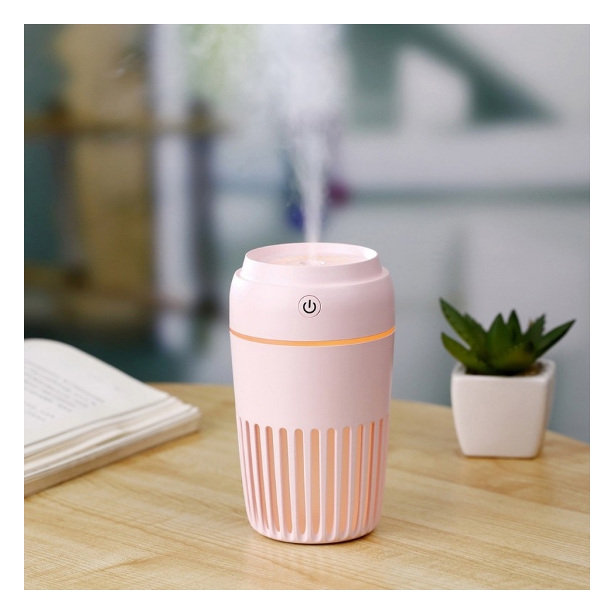 Humidificador de Ar LED RGB 300 ml LED/2W/5V rosa