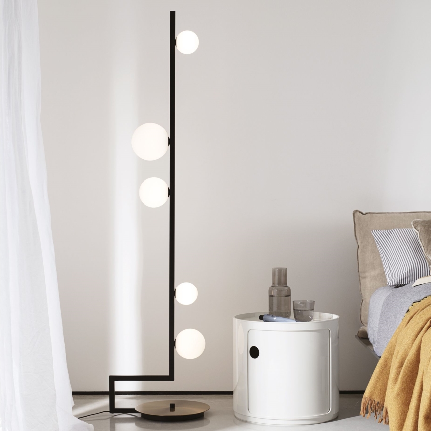 Ideal Lux - Candeeiro de chão LED BIRDS 5xG9/3W/230V preto/dourado