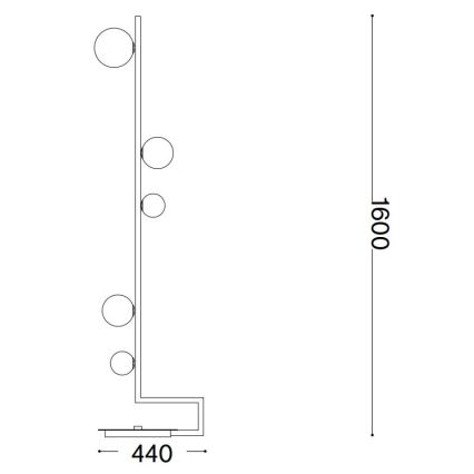 Ideal Lux - Candeeiro de chão LED BIRDS 5xG9/3W/230V preto/dourado