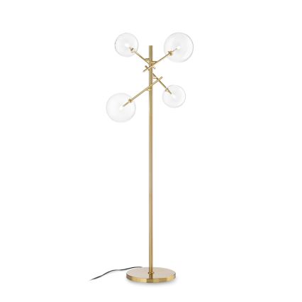 Ideal Lux - Candeeiro de chão LED EQUINOXE 4xG4/2W/230V latão/transparente