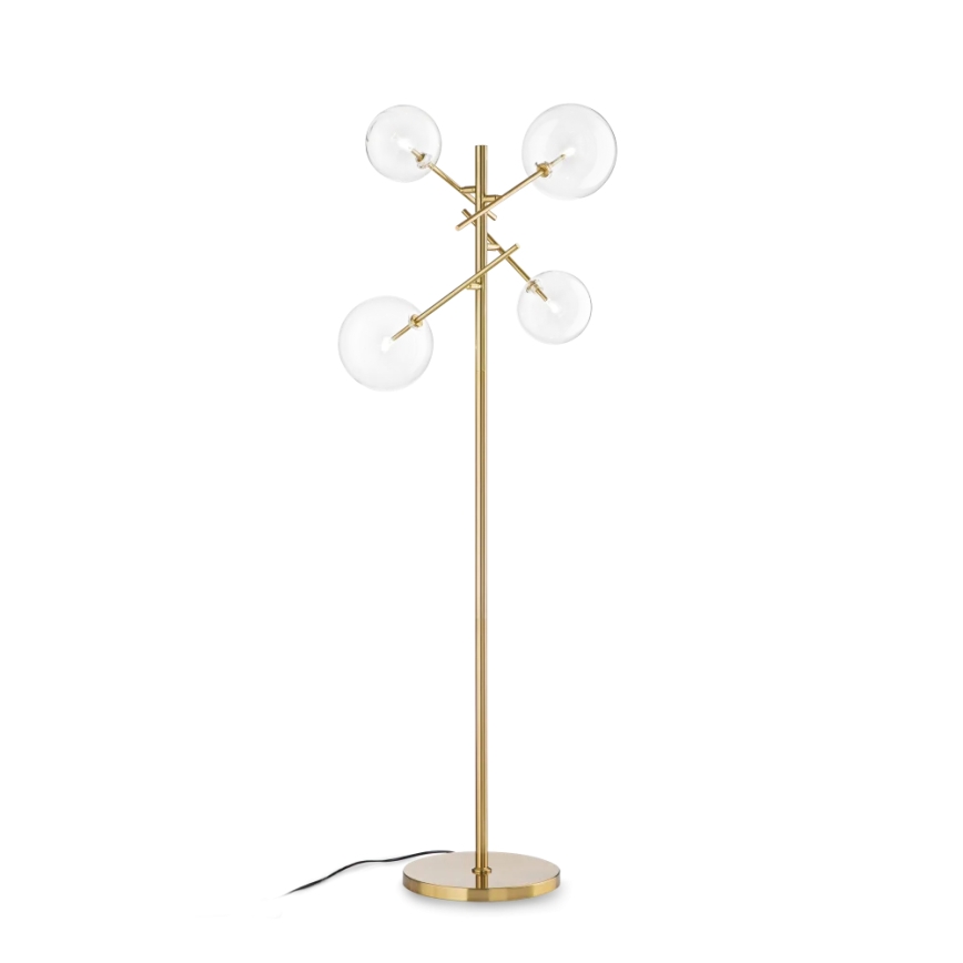Ideal Lux - Candeeiro de chão LED EQUINOXE 4xG4/2W/230V latão/transparente