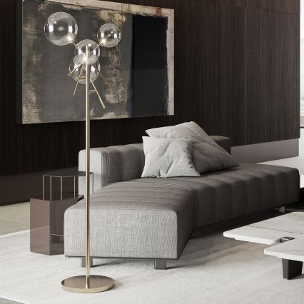 Ideal Lux - Candeeiro de chão LED EQUINOXE 4xG4/2W/230V latão/transparente