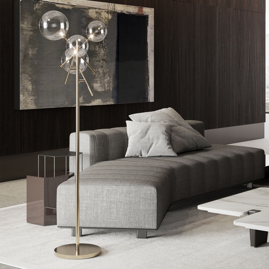 Ideal Lux - Candeeiro de chão LED EQUINOXE 4xG4/2W/230V latão/transparente