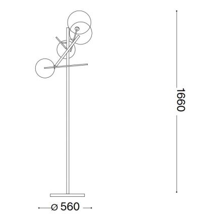 Ideal Lux - Candeeiro de chão LED EQUINOXE 4xG4/2W/230V latão/transparente
